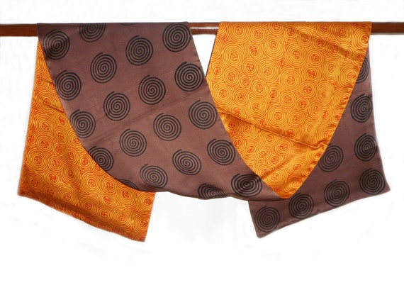Brown/Orange Swirls Silk Scarf - image 2