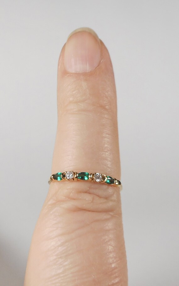 10K Petite Lab Emerald Ring - image 2