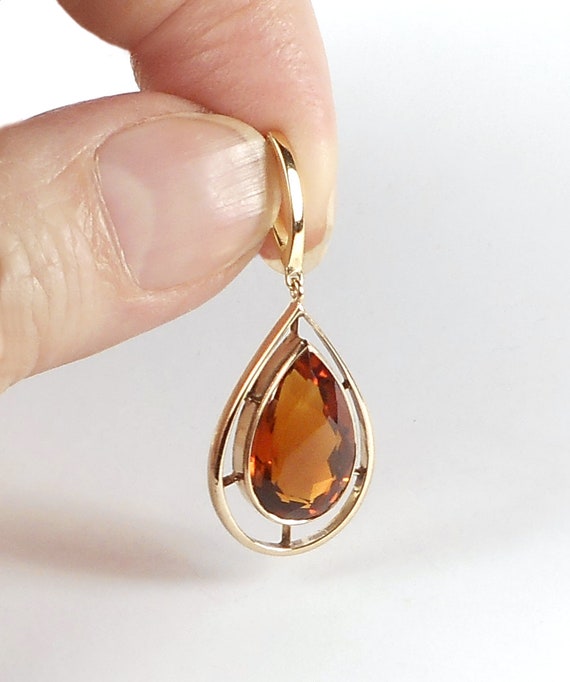 14K Honey Topaz Pendant