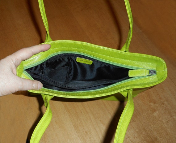 Lime Leather Handbag - image 4