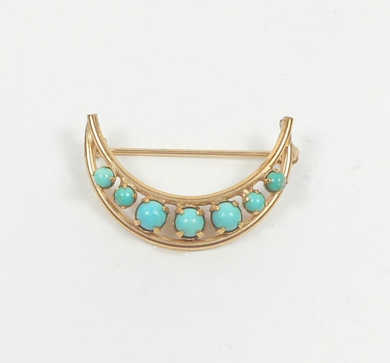 12K Gold Fill Half Moon Brooch