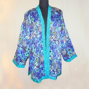 Blue Field Silk Kimono Lg-Xl