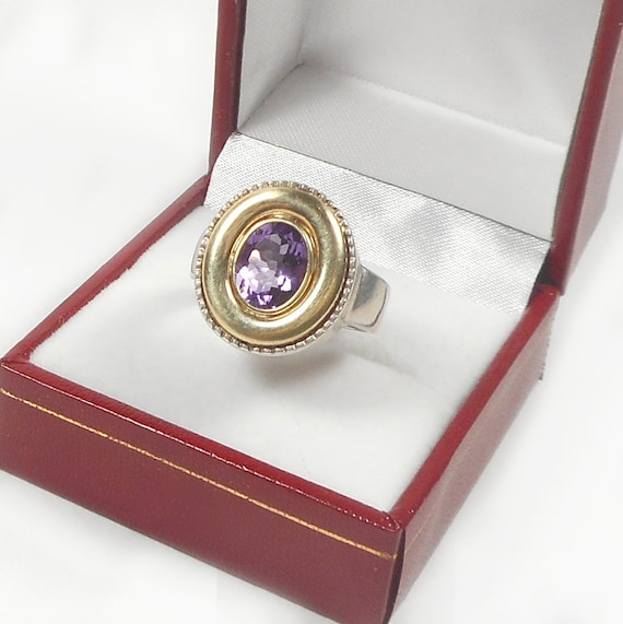 14K  Gold Silver Amethyst Ring