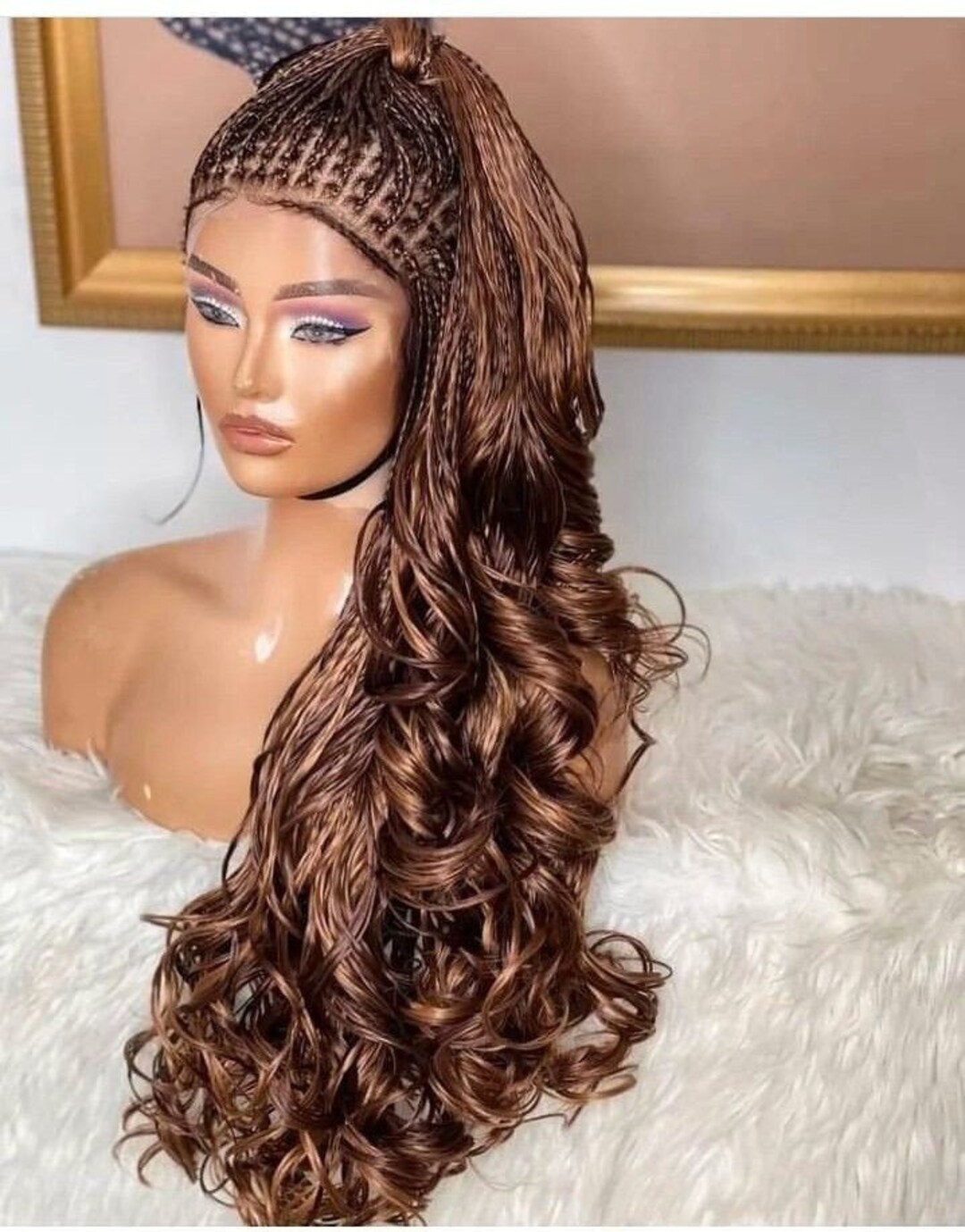 Spanish Curls Braided Wig Braided Wigs for Black Women Etsy