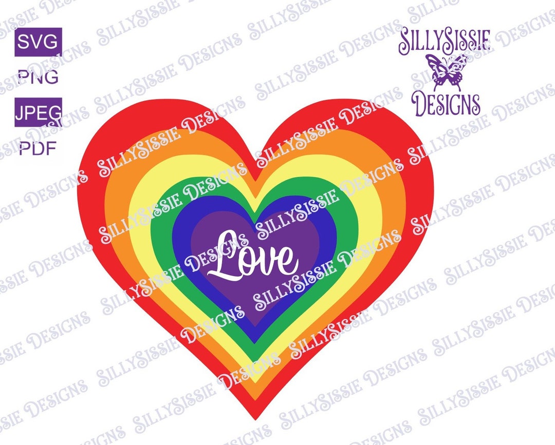 Rainbow Design, Love Design, LBGTQIA, Pride Design, Heart Design, Svg ...