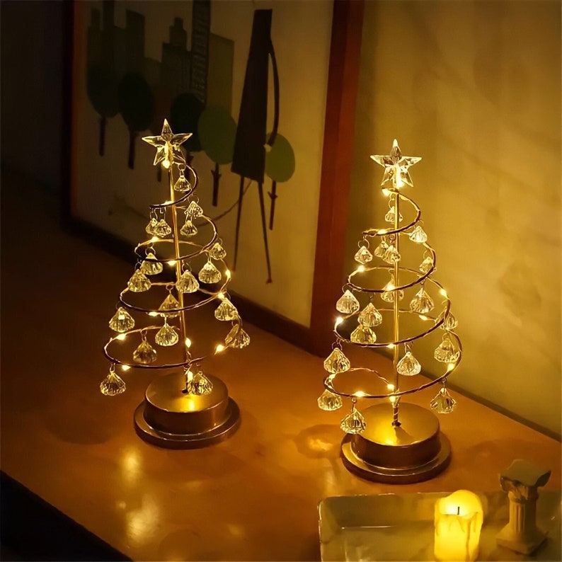 Christmas Tree Crystal Lamp Christmas Decor Table Lamp Xmas Etsy