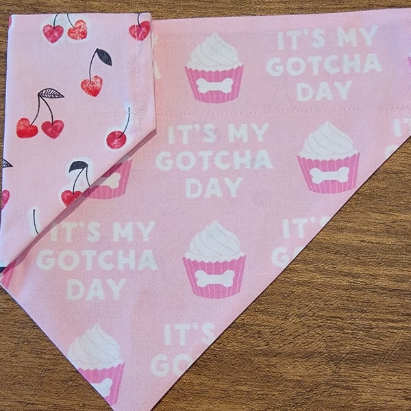 Pink Gotcha Day Reversible Collar Bandana