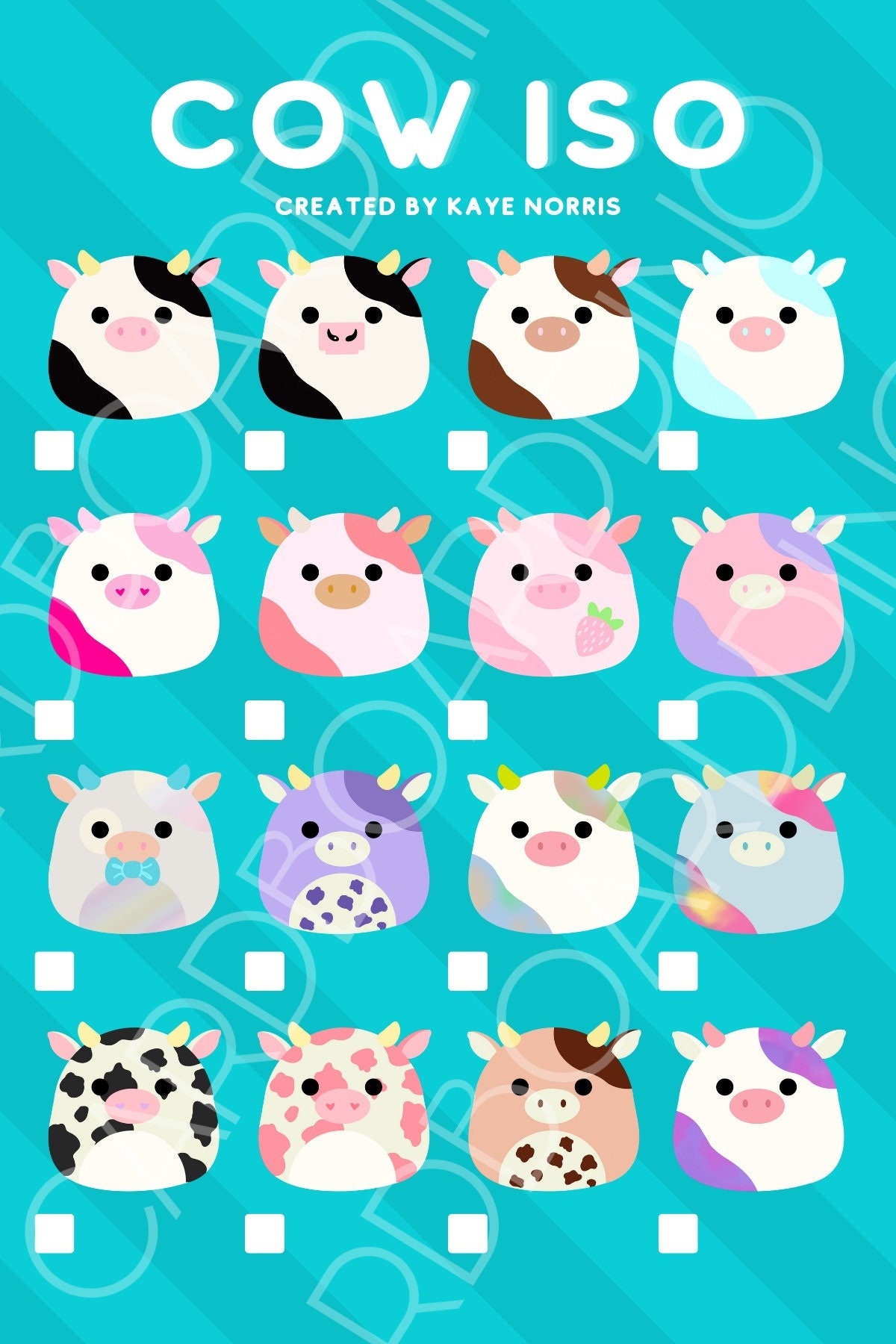 Digital Squishmallow Cow Iso Checklist Etsy