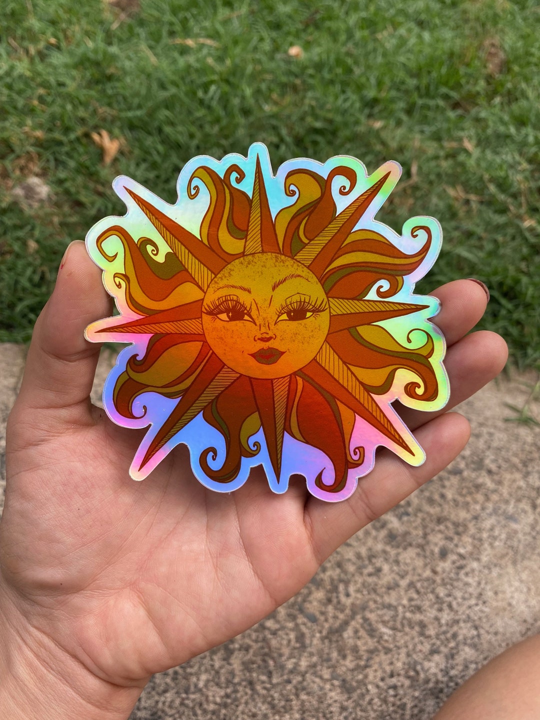 Pretty Sun - Holographic Sticker, Sun Sticker, Holographic Sun Sticker ...