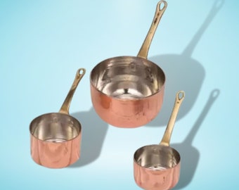 Casserole en cuivre vues exotiques, poêle à frire, marteau à main brodé rouge 5-7-8 Cm, étamé à l'unité ou en ensemble