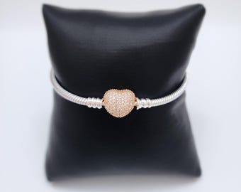 Pandora Pavé Heart Clasp Bracelet, Rose Gold-plated - Etsy