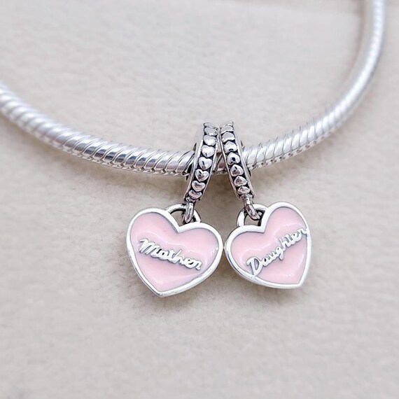 thumbnail image 2 of Mother & Daughter Sterling Silver Heart Charm – 925 Hallmarked, Gift For Mum 2 of 6
