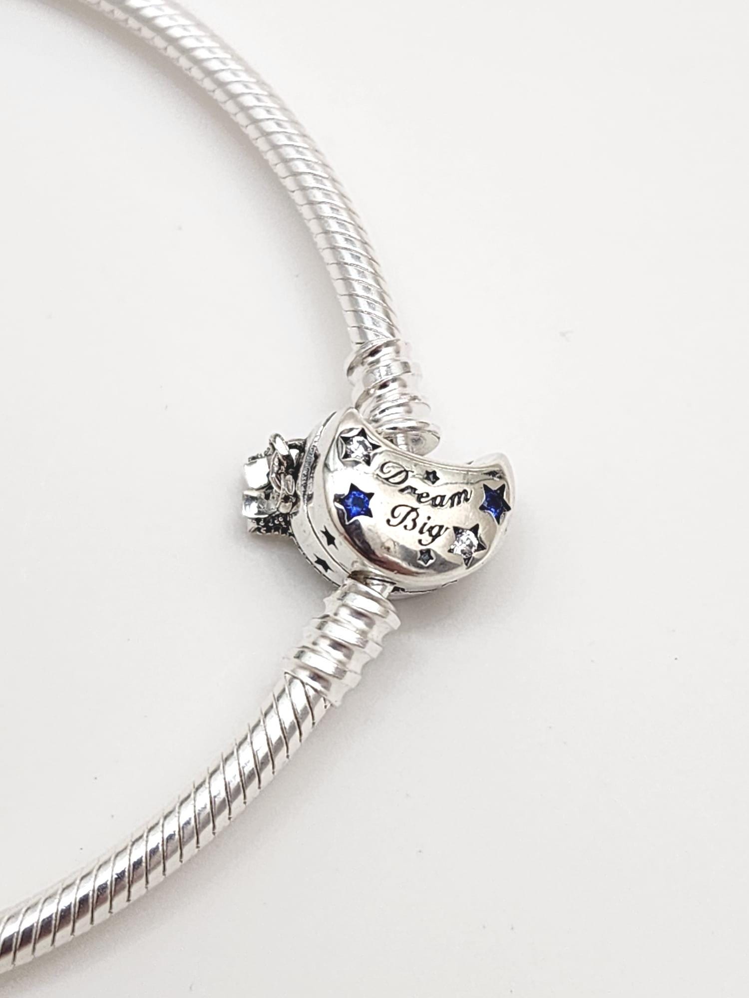 Pandora Sparkling Moon Clasp Snake Chain Bracelet - Etsy