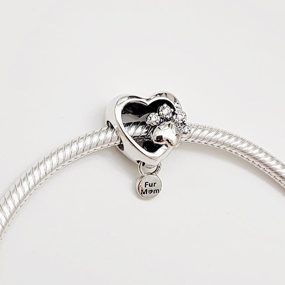 Pandora Sparkling Paw Print & Heart Charm - Etsy