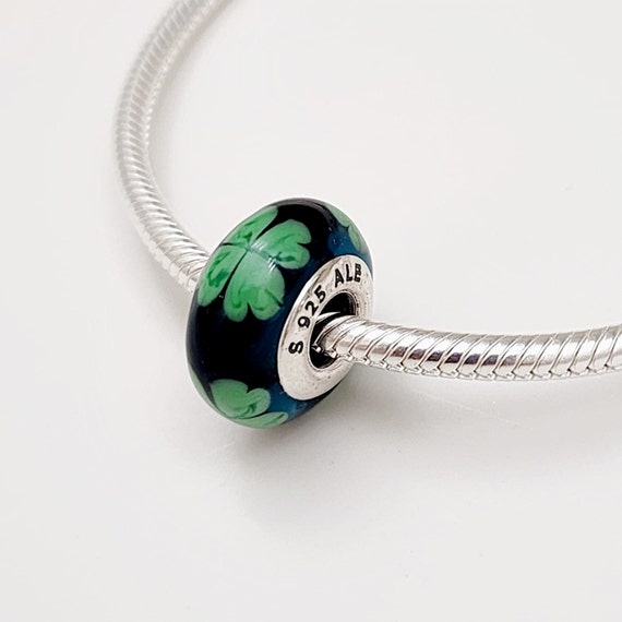 Pandora Murano Charm Kiss Me I m Irish St. Patrick s Day Four Leaf Clover Charm Etsy