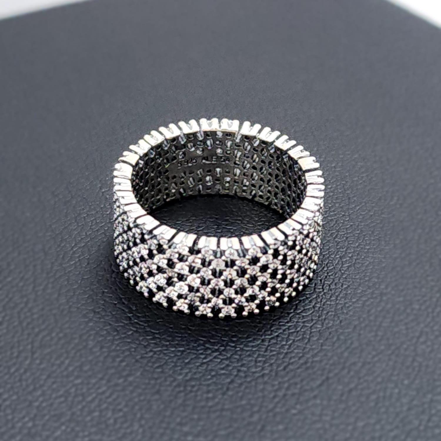 PANDORA 8号リング Pandora Mesh Sterling Silver Sparkling Heraldic Ring - Etsy