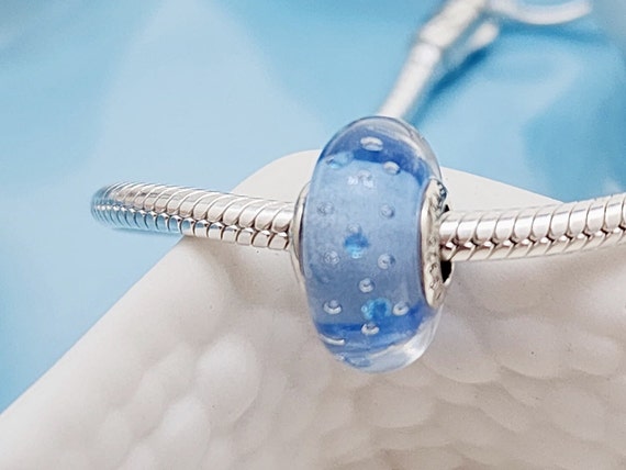 Pandora Sterling Silver Charm with Blue and Trans… - image 1