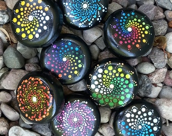 Mandala Stone with Dot Painting