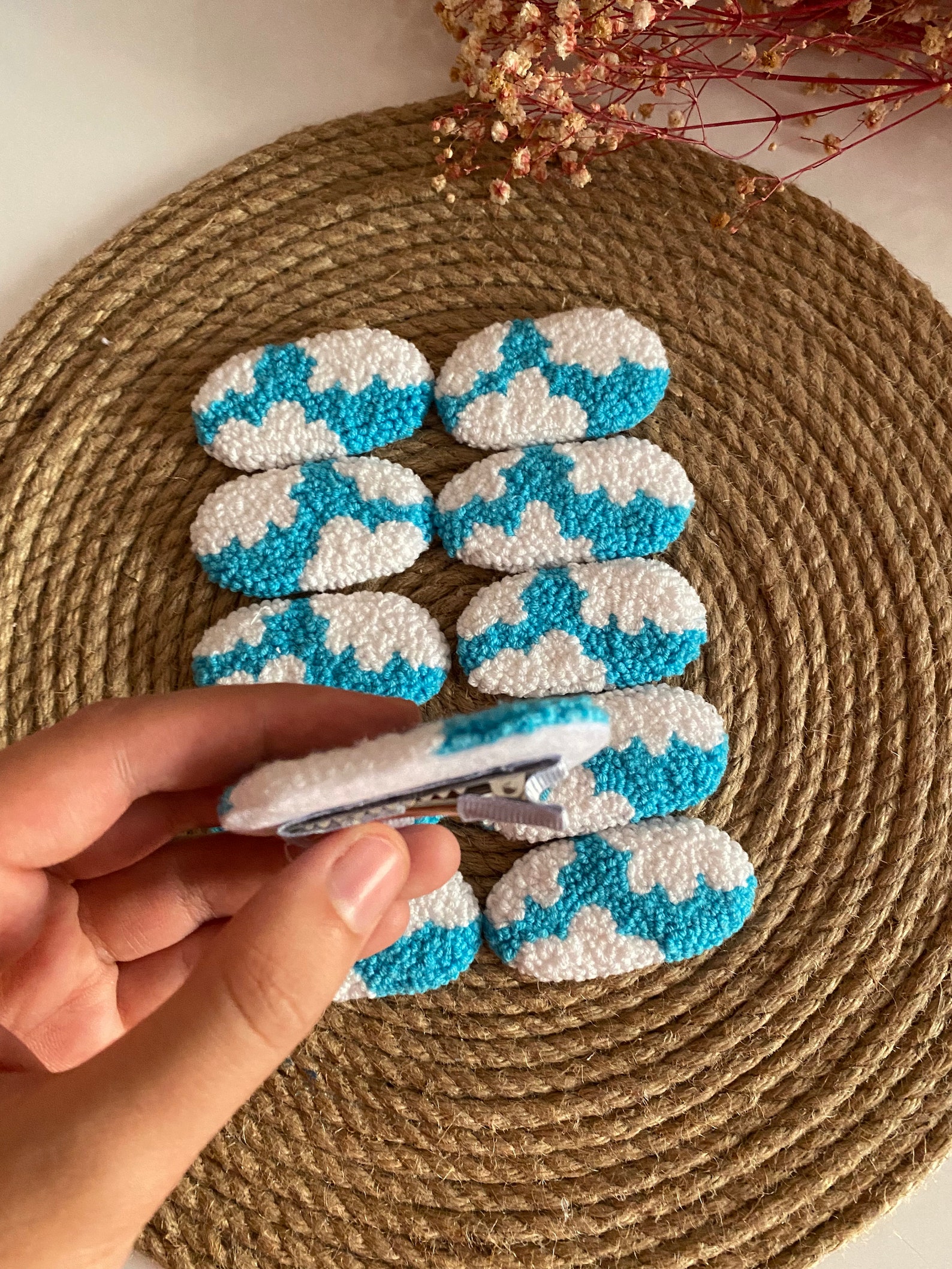 Punch Needle Hair Clips Set of 2 Hairclips Punch Hair Clips Etsy