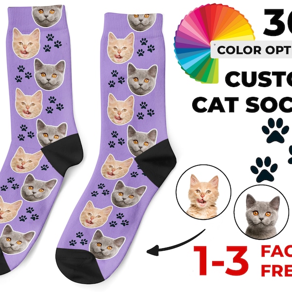 Customized Cat Socks - Put Your Cute Cat on Custom Socks, Cat Lovers, Cat Gift, Cat Personalized, Cat Gift Socks, Custom Face Socks