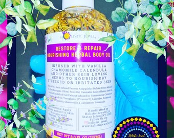 Huile pour le corps infusée aux herbes