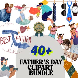 Paquete de más de 40 imágenes prediseñadas del Día del Padre, imágenes prediseñadas de papá, paquete para papá, regalo para papá, regalo para él