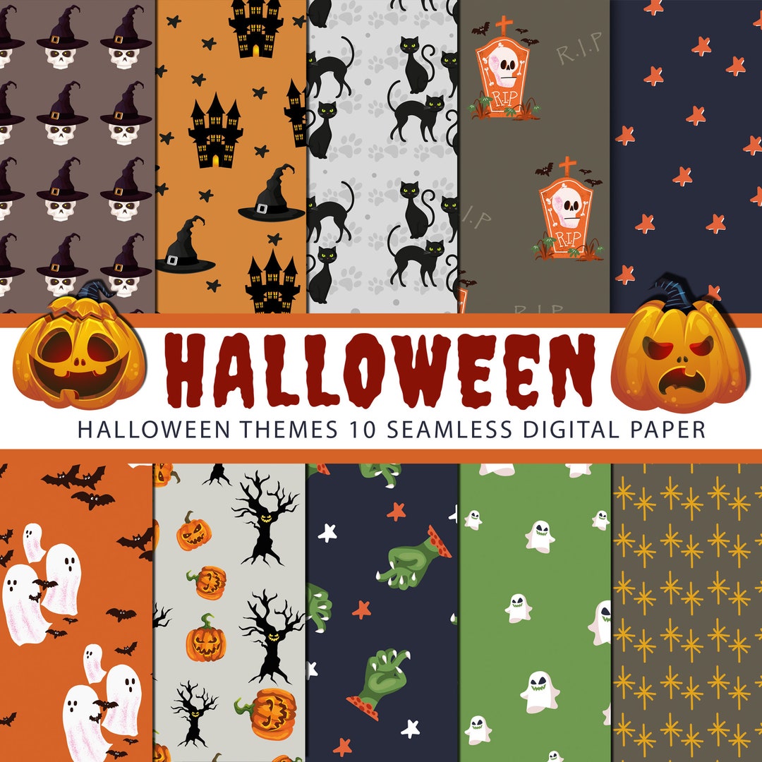10 Halloween Seamless Digital Papers, High Quality ,commercial Use ...