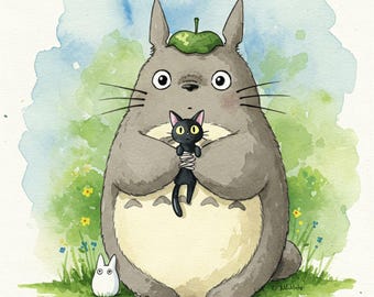 My Neighbor Totoro holding Black Cat Gigi Kiki's Delivery Studio Ghibli