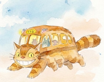 made to order : totoro catbus watercolor