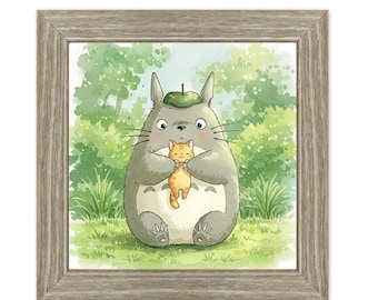 Ghibli Studio Totoro Holding Orange Cat My Neighbor Totoro - Etsy