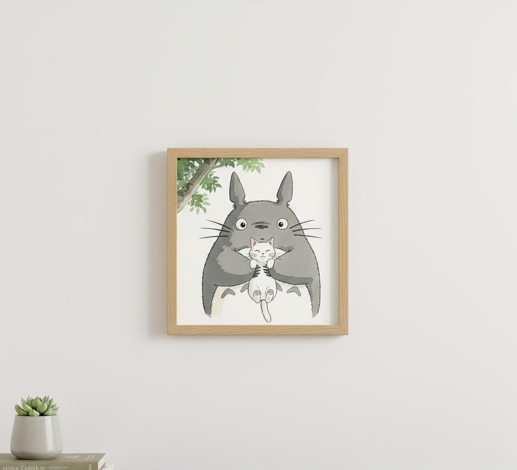 Digital Watercolor Painting Japanese Ghibli Studio Totoro and