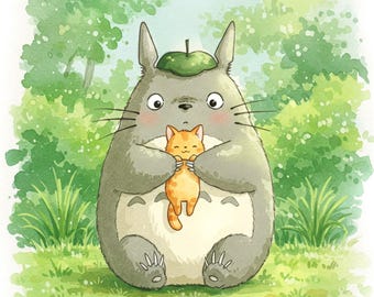 totoro様♡ありがとうございます♡ Ghibli Studio Totoro Holding Orange Cat My Neighbor Totoro - Etsy