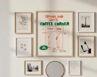 Custom Coffee Corner Poster | Personalized Kitchen Wall Art | Coffee Bar Decor for Families & Couples | Trendy Aesthetic Name Print Gift