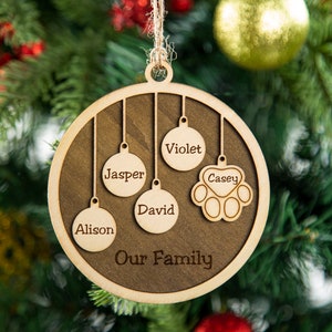 Personalized Family Ornament Set, Wooden Christmas Ornaments, People ...