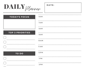 A4 Portrait Daily, Weekly, and Monthly Undated Black and White PDF Planner printable, Template, Digital product Download