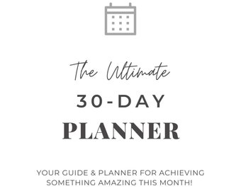 A4 Portrait Ultimate 30 Day Planner Black and White, PDF Undated Printable Planner, Monthly Journal and Planner, Digital Product Download