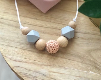 Collier d’allaitement minimaliste réglable, abricot gris