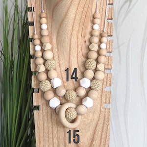 Collier allaitement vert deau, avec ou sans anneau en bois image 4