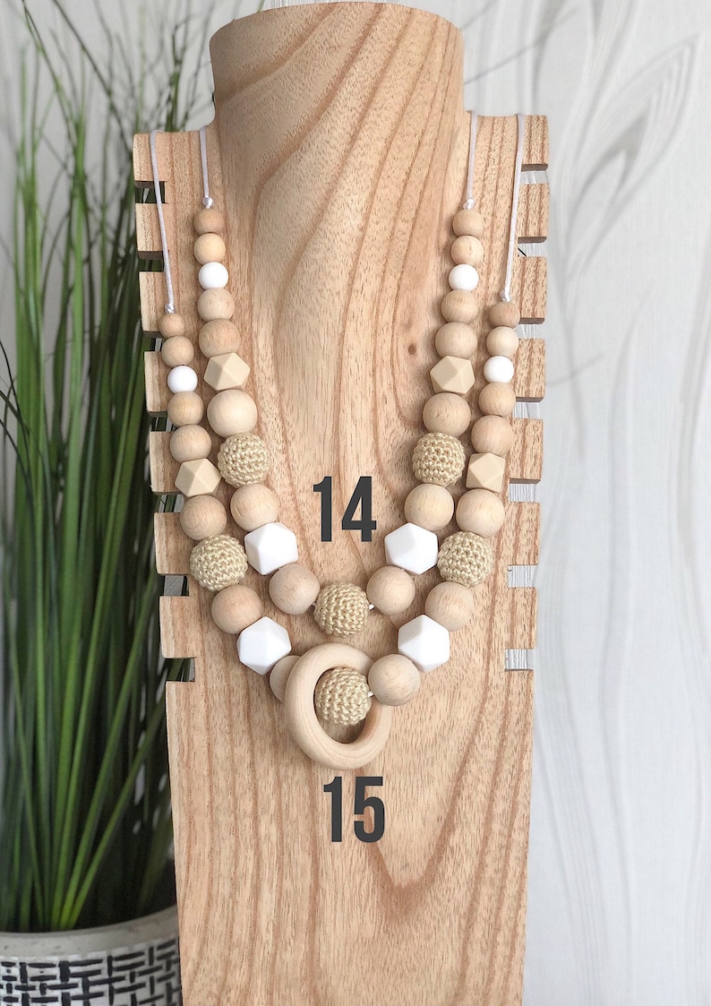 Water green breastfeeding necklace, with or without wooden ring image 4