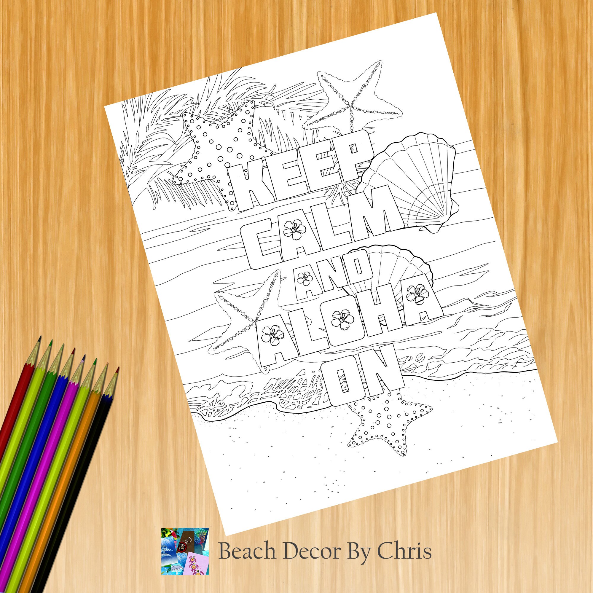 Aloha on Hawaii Coloring Page Printable Coloring Page PDF - Etsy