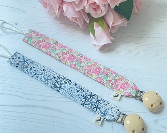 Dummy Clips / Liberty Fabric Dummy Clip / Pacifier Clip / Fabric Dummy Clip/ Soother Clip / Baby Shower Gift /Safe chain