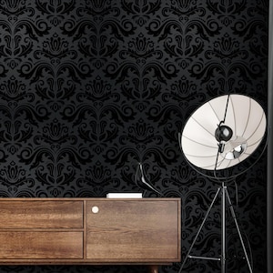Black Art Deco Wallpaper, Removable Wallpaper, Peel and Stick Wallpaper, Luxury Wall Art, Black Decor, Elegant Room Decor - 318