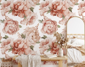 Large Peony Flowers Wallpaper, Floral Moody Wall Art, Cute Flowers, Pink Peonies, Bright Wallpaper, Garden Wallpaper, Wall Decor - 1040