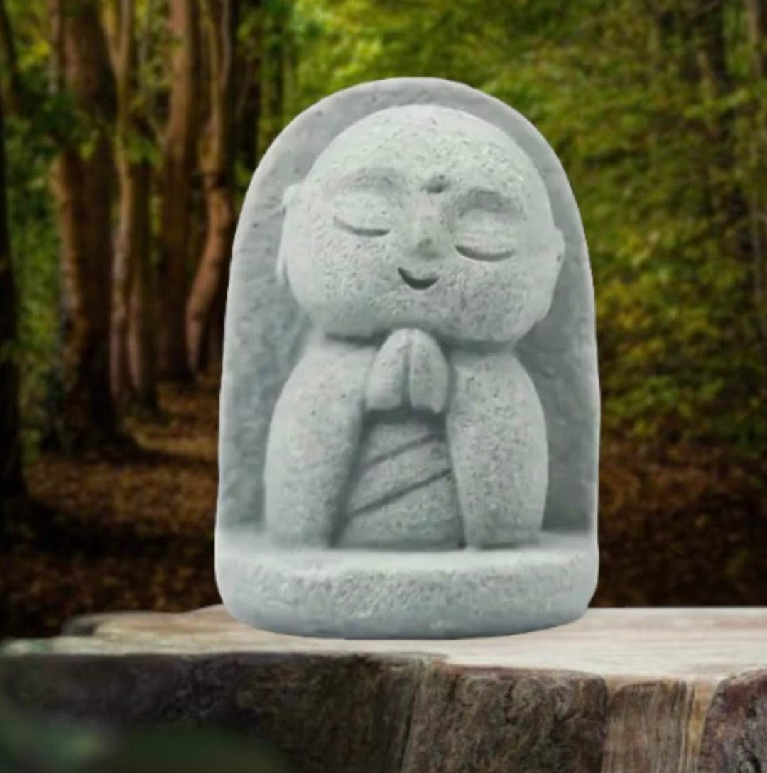 Japan Jizo Zen Monk Buddha Stone Resin Statue Figurine Etsy