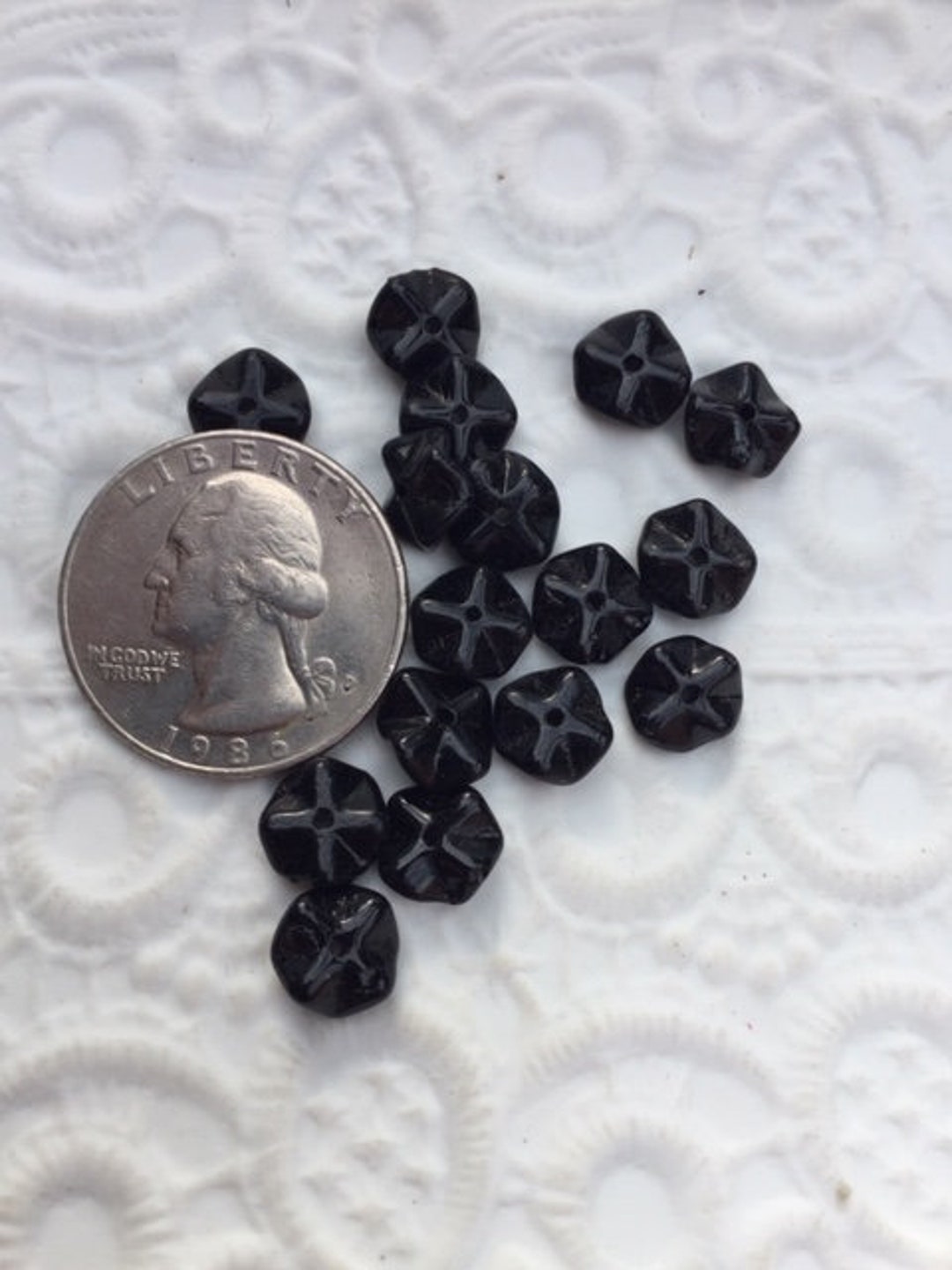 German Ruffles Vintage German Glass Beads - Black Ruffles - 9 Mm Spacers (25) - Etsy