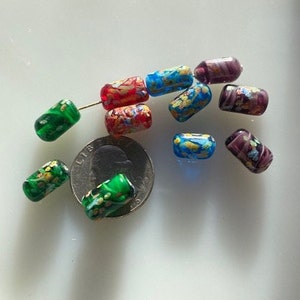 Vintage Japanese Glass Beads -- Jewel Tone Millefiori Tubes (4)