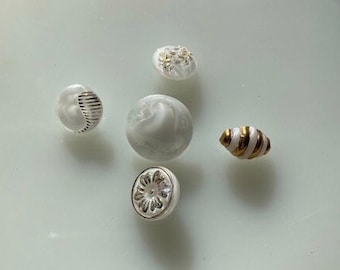 Vintage Glass Button Collection-- White Moonglows --  Lot J