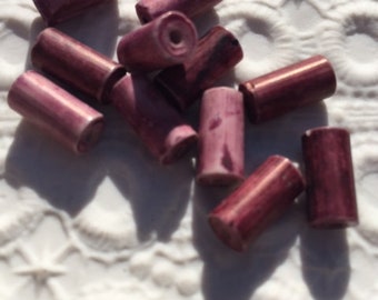 Vintage Japanese Picasso Beads -- 6 by 12 mm tubes --  Dusty Plum (8)