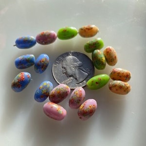 Vintage Japanese Glass Beads --7 by 11 mm Millefiori  Ovals (4)