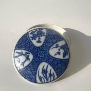 Vintage Blue & White Ring Box Trinket Box made in Japan